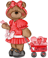 a valentine bear with wagon 